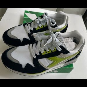 Diadora mens Olympian sneakers shoes casual-White/Acid green
8USA
